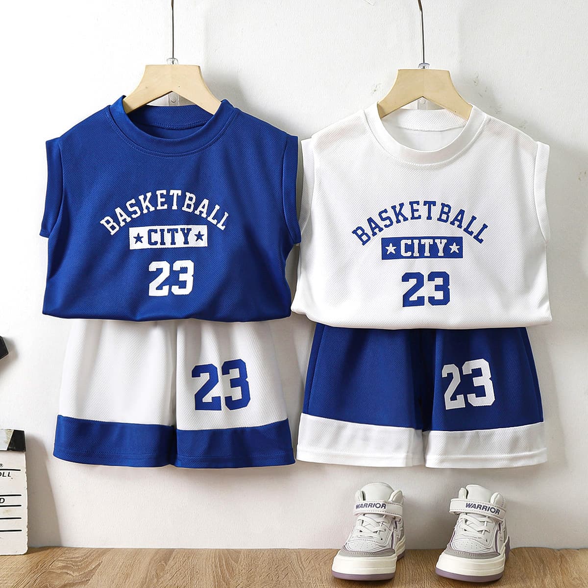 Children's Summer Vest Sports Suit, Mesh Quick-Drying Stylish Casual Sleeveless Thin Sports Suit Set for Boys