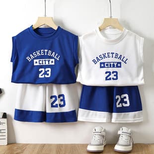 Children's Summer Vest Sports Set Mesh Quick-Dry Casual Boys Sleeveless Thin Jersey Suit