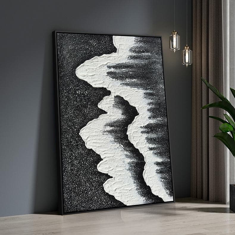 Cross-border Hot-selling Hand-painted Oil Painting, Wave Landscape Wall Art, Light Luxury Wall Hanging for Entryway, Living Room, and Bedroom Decoration