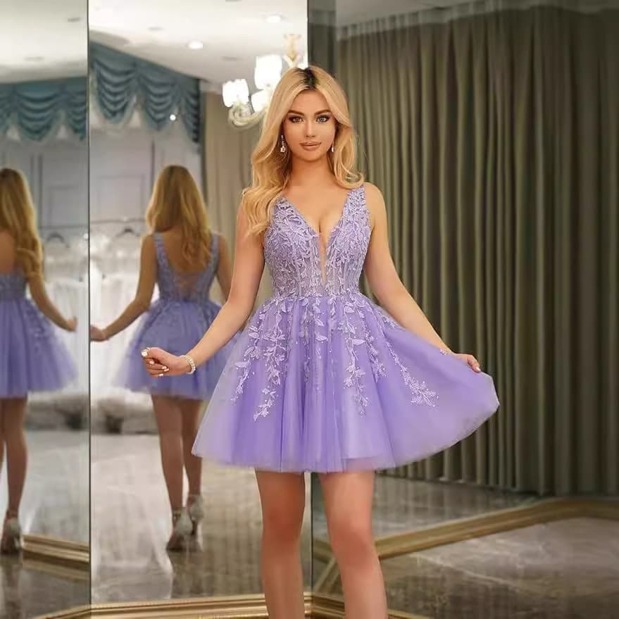 European and American Foreign Trade Dresses 2026 New Short Homecoming Graduation Dresses High School Students Lace Tulle Prom Dresses