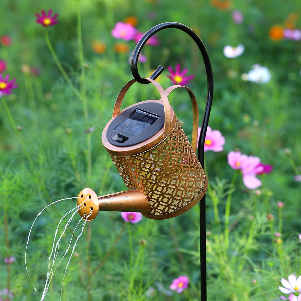 New Wrought Iron Solar Kettle Lights, Outdoor Waterproof Garden Stake Decor for Lawn Landscaping