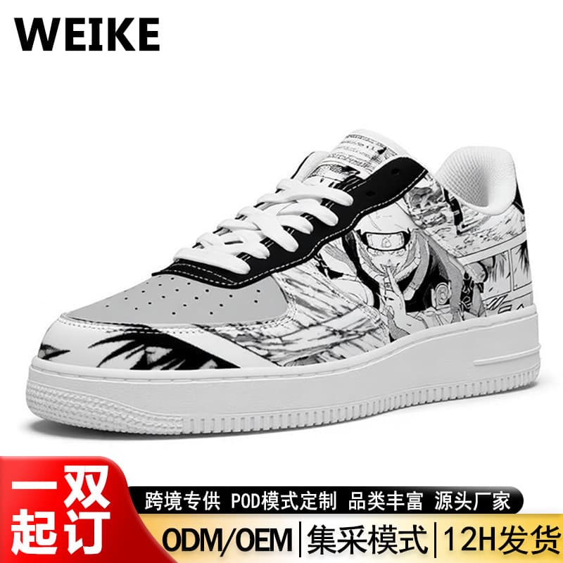 Cross-border customizable men's casual sneakers, super-fiber low-cut sports lace-up, breathable and versatile four-season couple white shoes