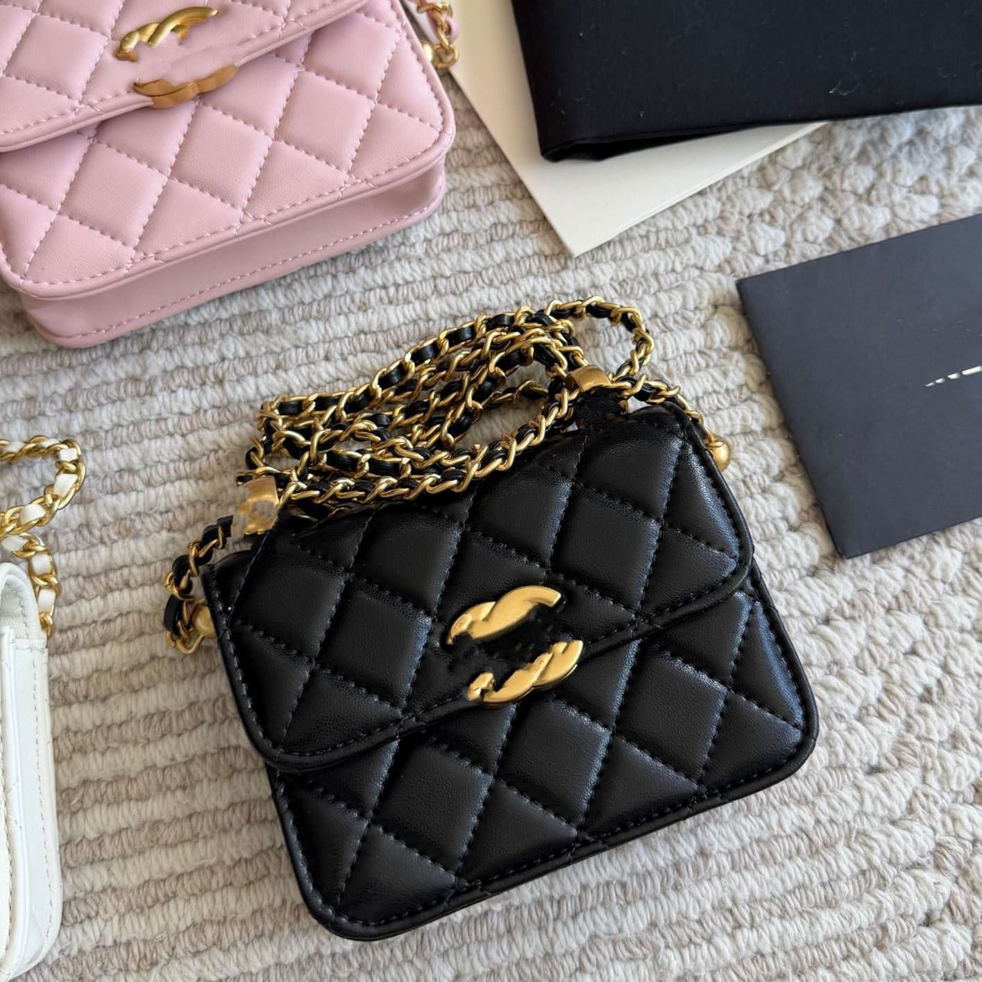 2026 New Small Double Golden Ball Box Retro Chain Bag Mini Fashion Small Square Bag Exquisite Fashion Small Waste Bag