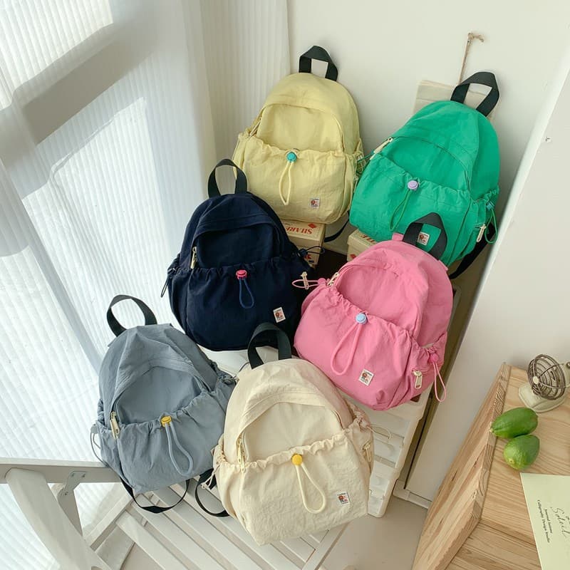 2026 New Model Kindergarten School Bag Drawstring Children's Backpack Trendy Little Princess Solid Color Backpack Kindergarten School Bag