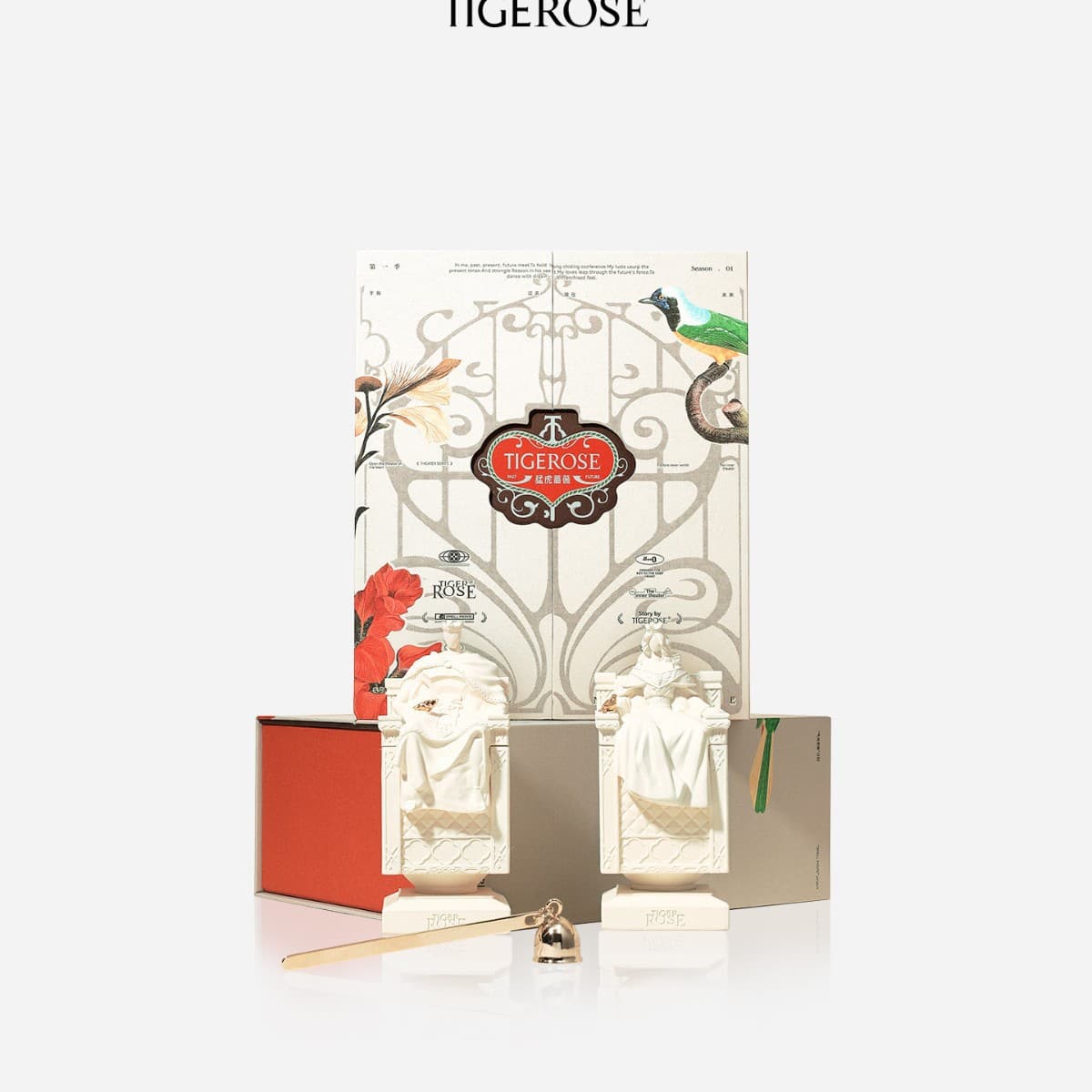 [Chinese Valentine's Day Gift] Tiger Rose Heart Theater Scented Candle Gift Box Premium Birthday Wedding Housewarming Newlyweds