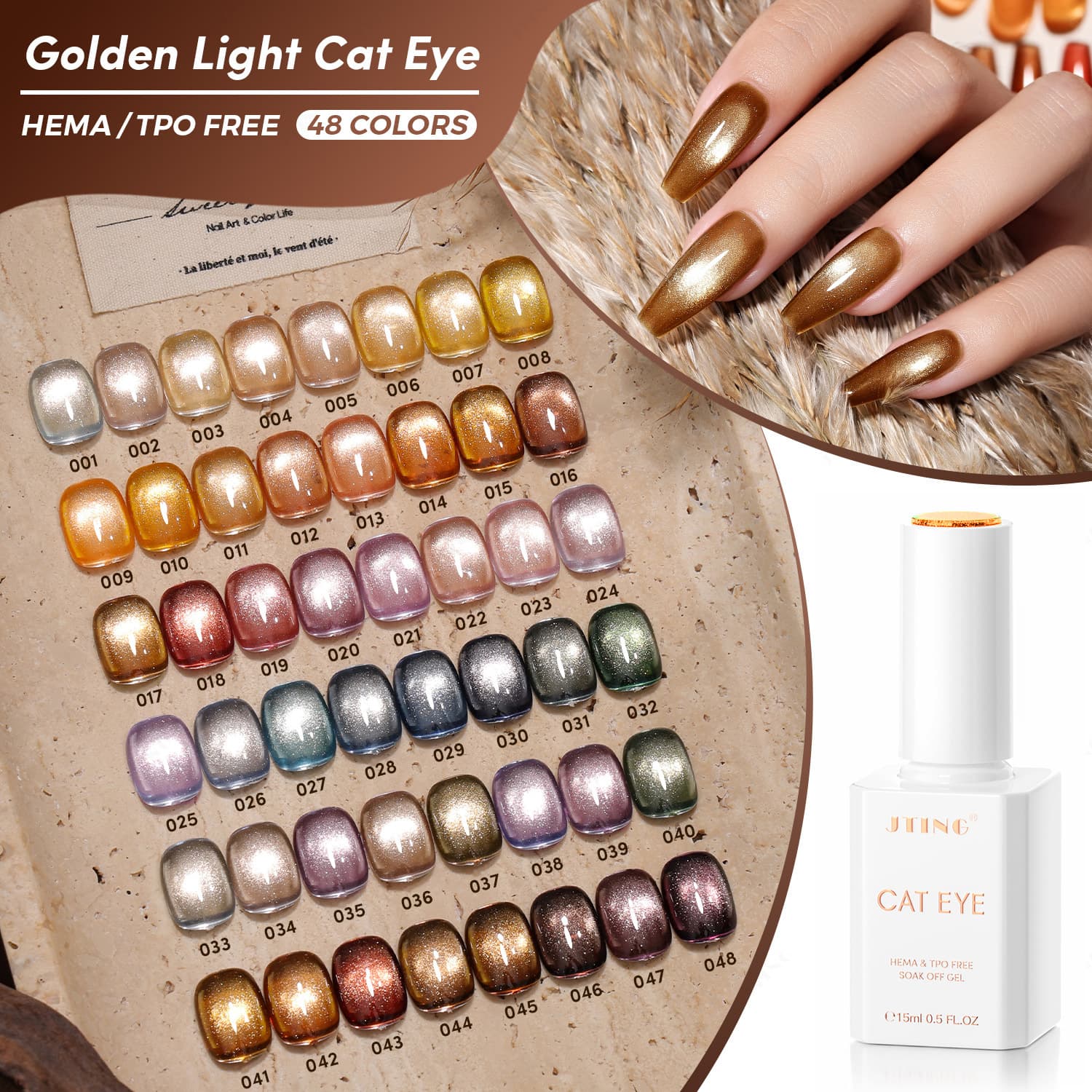 JTING Jingting new style 48 colors golden cat eye gel magnet cat eye gel nail polish Guangzhou factory direct sale