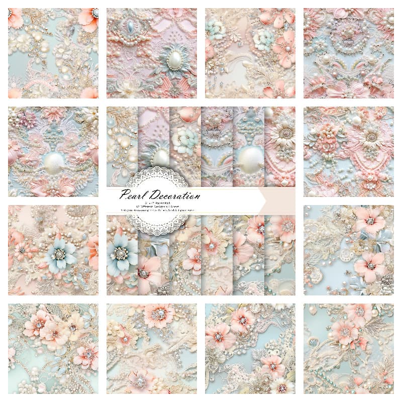12 Sheets Collection Cross-border Scrapbook Stickers Journal Material Paper Background Pattern Paper DIY Photo Album Stationery