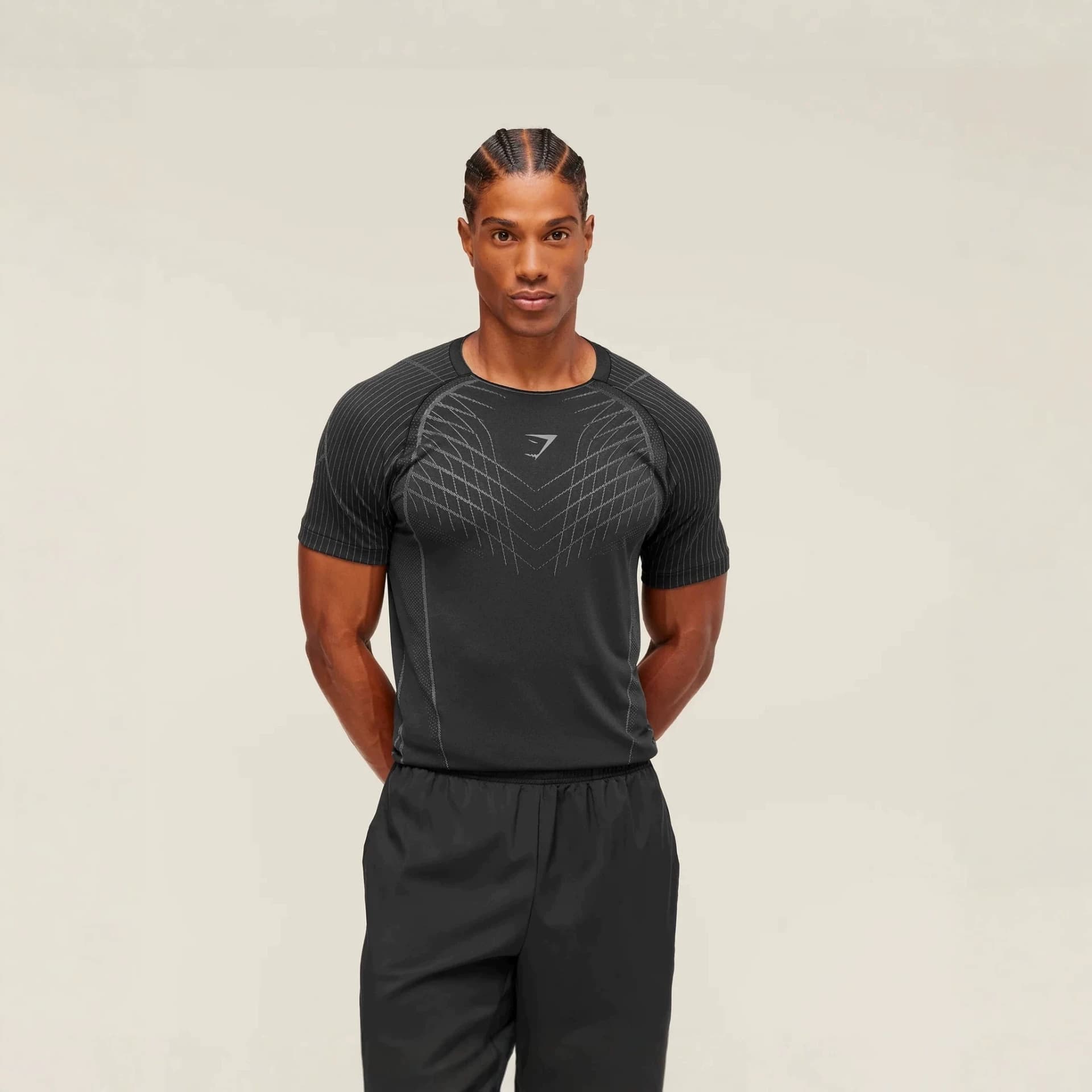 GYMSHARK New Running Fitness T-Shirt Breathable Tight Short Sleeve Casual Running Tee