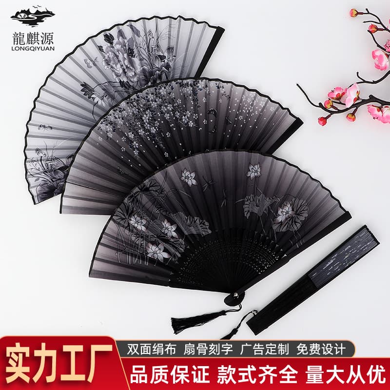 Japanese Vintage Fan Wholesale Chinese Fan Student Hanfu Ancient Style Folding Fan Hot Selling Scenic Spot Dance Bamboo Fan