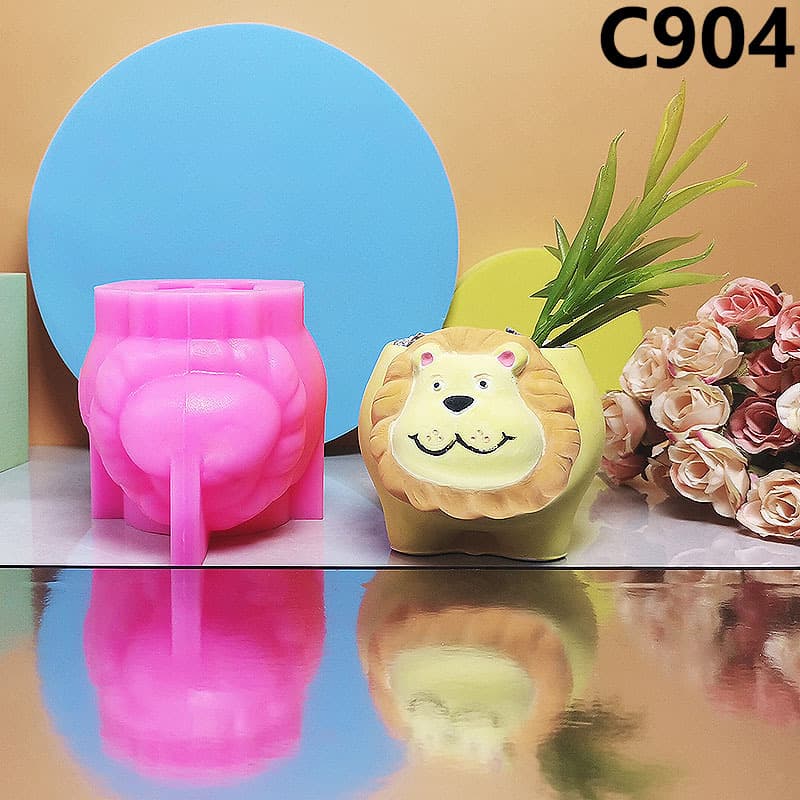 Cute Little Lion Flower Pot Silicone Mold Succulent Green Plant Creative Desktop Balcony Decoration Ornament C904