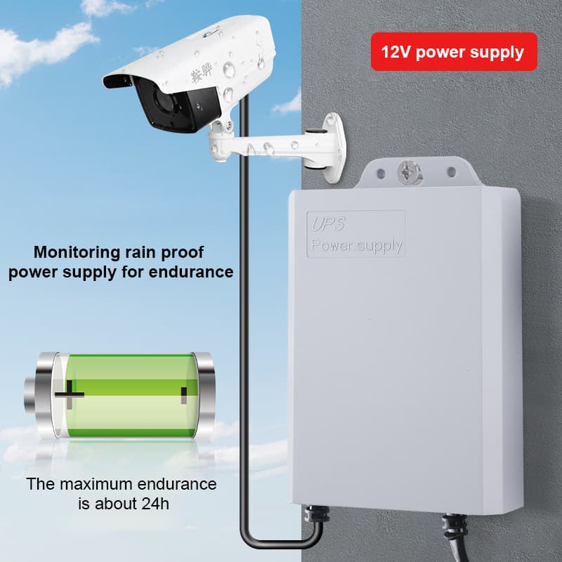 Monitoring Power Outage Endurance Power Adapter 12V Camera UPS Uninterruptible Power Supply Outdoor Rainproof