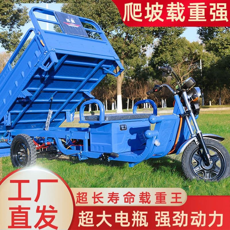 New Electric Tricycle Truck for Adults, Heavy-Duty Cargo Carrier, Enhanced Battery, Dual-Purpose for School Runs and Commuting