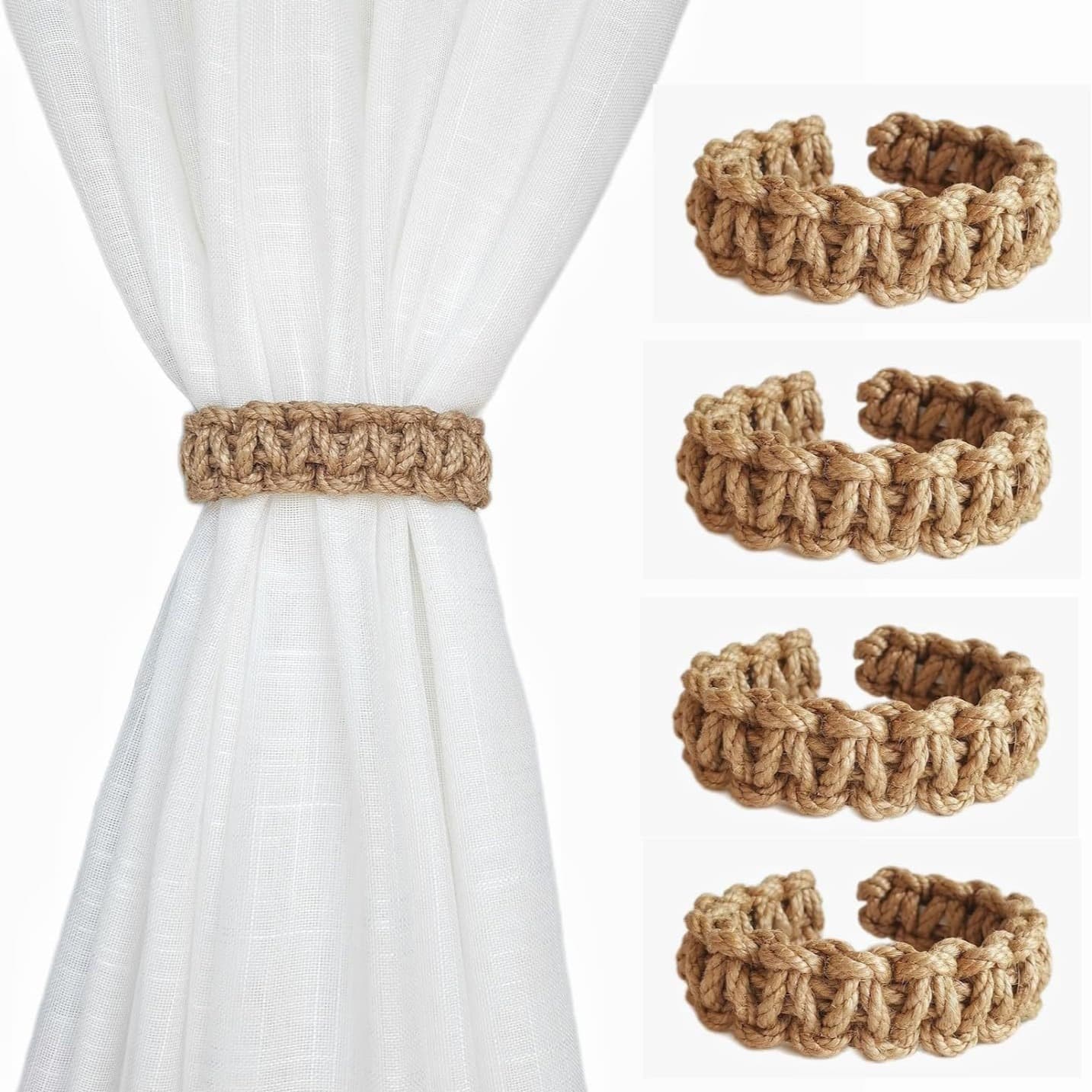 New Cross-Border Hemp Rope Curtain Clip Living Room Curtain Tie-Back Woven Curtain Tie Curtain Clip Curtain Back