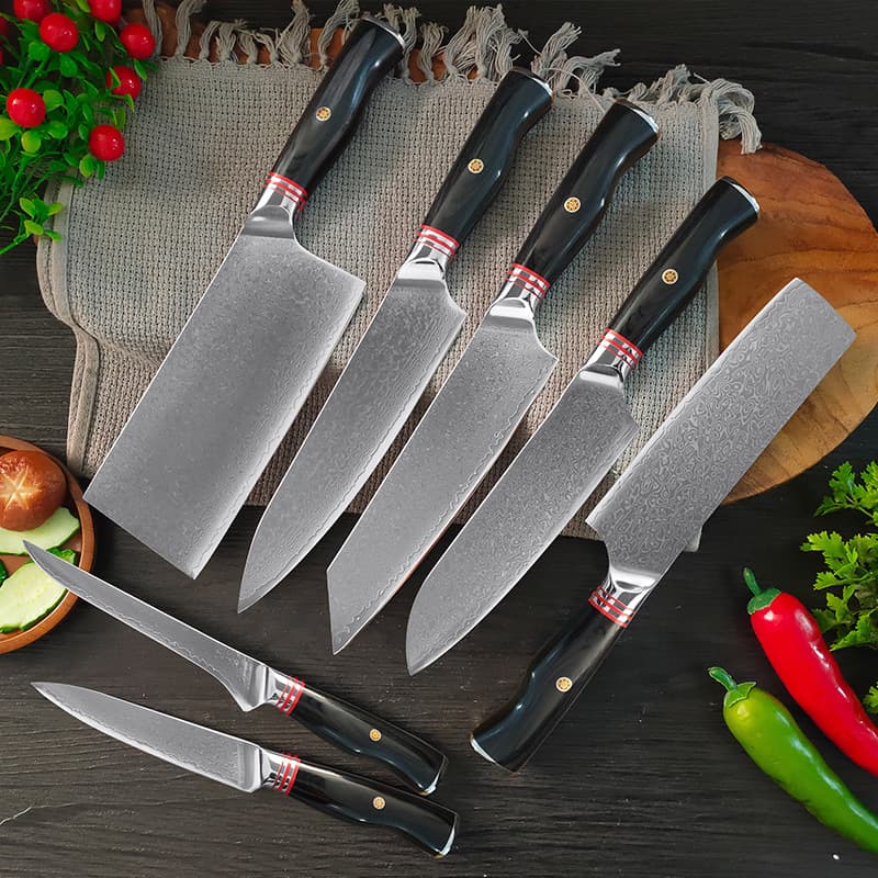 Cross-Border Set of Knives Damascus Steel Meat and Vegetable Cutting Knife Chef's Japanese Cooking Knife Fruit Knife Kitchen Multi-Purpose Knife