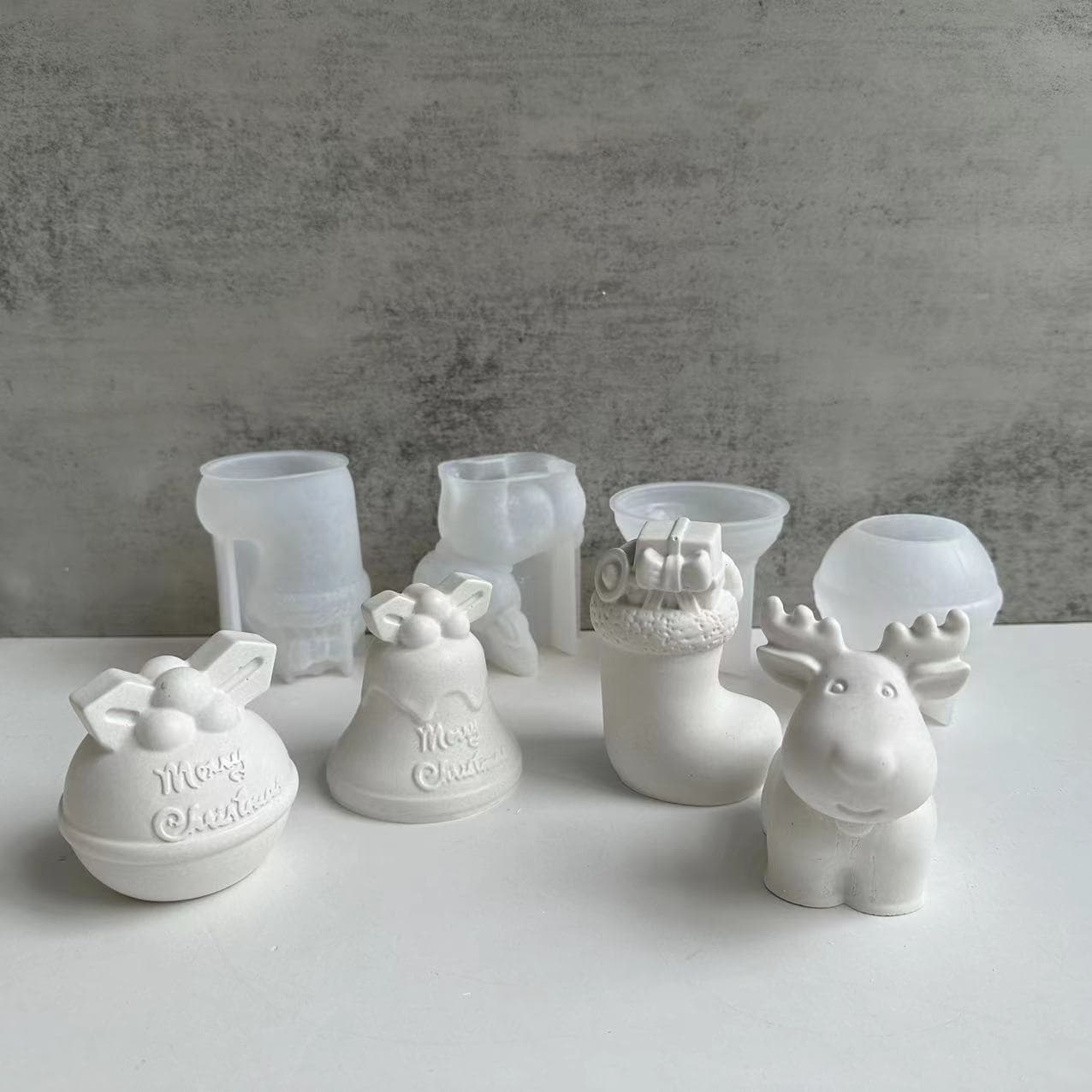 Snowman Boots Socks Elk Bells Plaster Ornament Mold Resin Epoxy Mold Christmas Tree Candle Mold