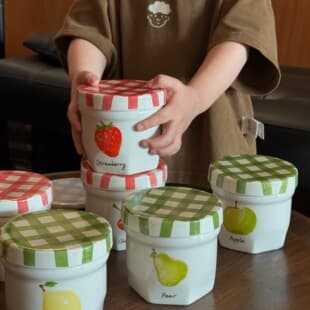 Korean Ins Style Fruit Ceramic Jar Jam Jar Coffee Cup Latte Cup Coffee Bean Storage Jar Baking Airtight Jar