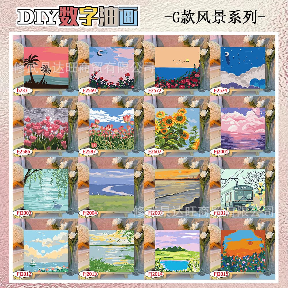 diy digital oil painting flower landscape decorative painting cartoon children handmade adult coloring graffiti stress relief toys