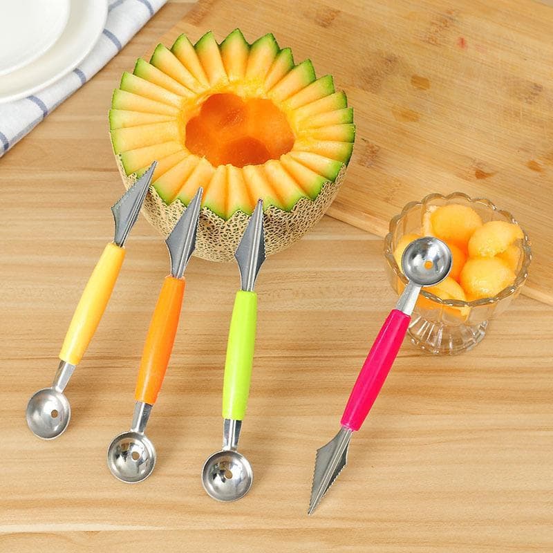 Fruit Baller Melon Ball Scoop Carving Knife Dual-Head Scoop for Dragon Fruit Watermelon
