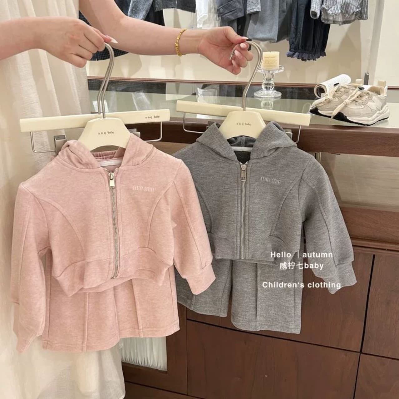 Fashionable Zipper Top Straight Leg Pants Two Piece Set Korean Style Sportswear for Girls Baby Toddler Autumn Wear
