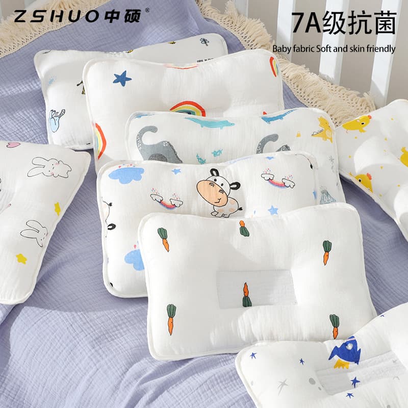 Newborn Baby Memory Foam Pillow Shaped Design Prevents Flat Head Cartoon Flower Pattern Rectangular Pillow for Babies under 1 Year