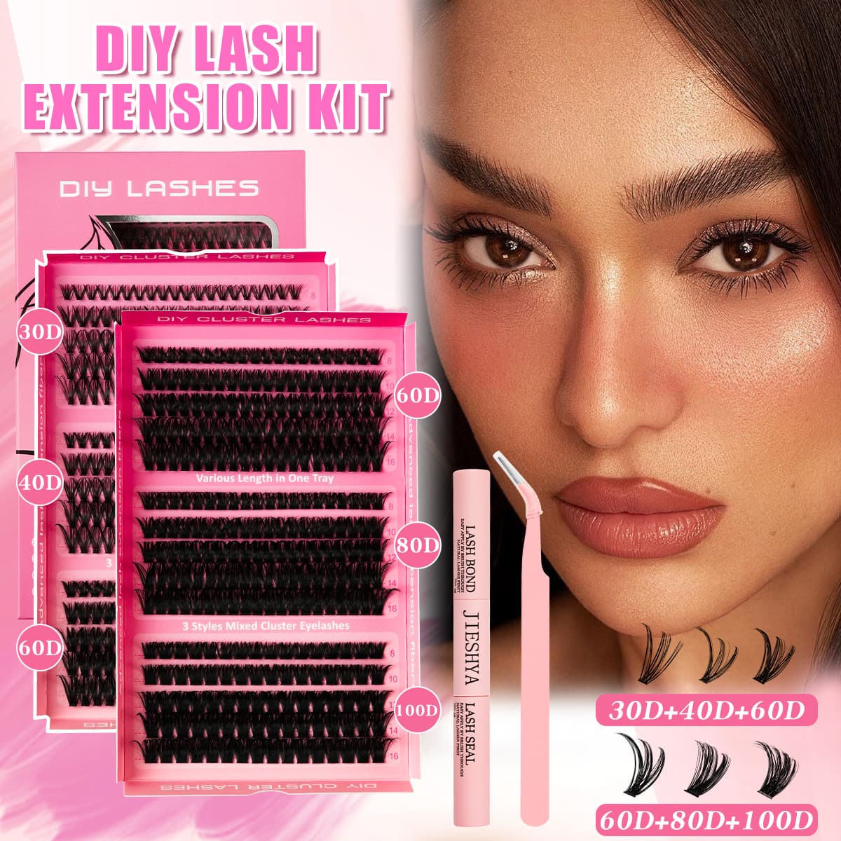 Amazon Cross-Border Set DIY Lash Cluster Segment Flare Lashes 50D Single Cluster Wearable Lashes