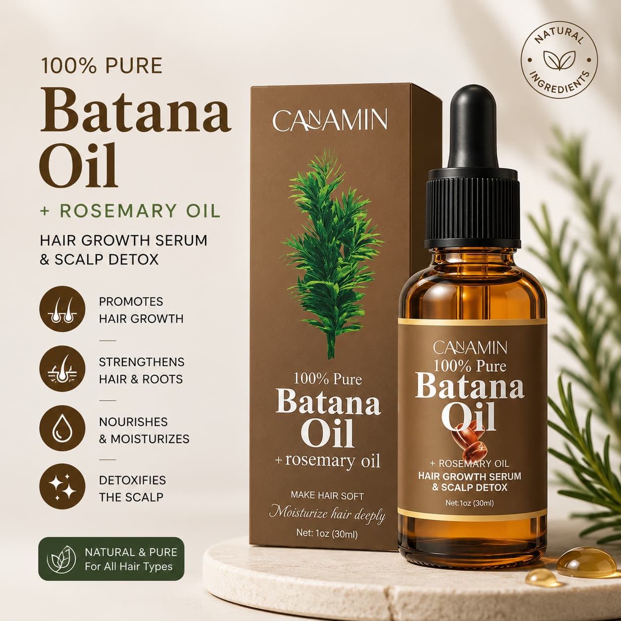Cross-border Supply Hair Care Essential Oil 100% Pure Batana Oil Organic Batana Oil Rosemary