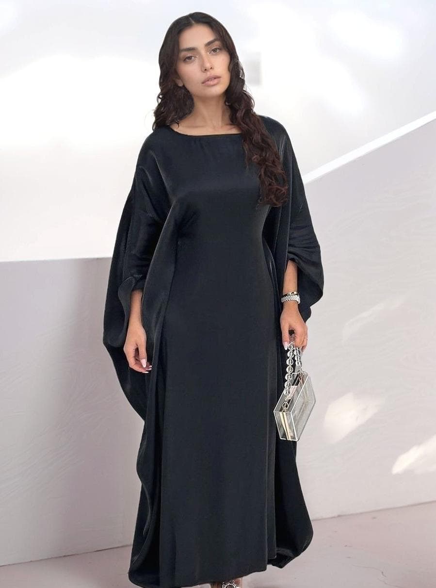 Europe and America Cross-border Women's Shiny Satin Dress, Party Long Dress for Women