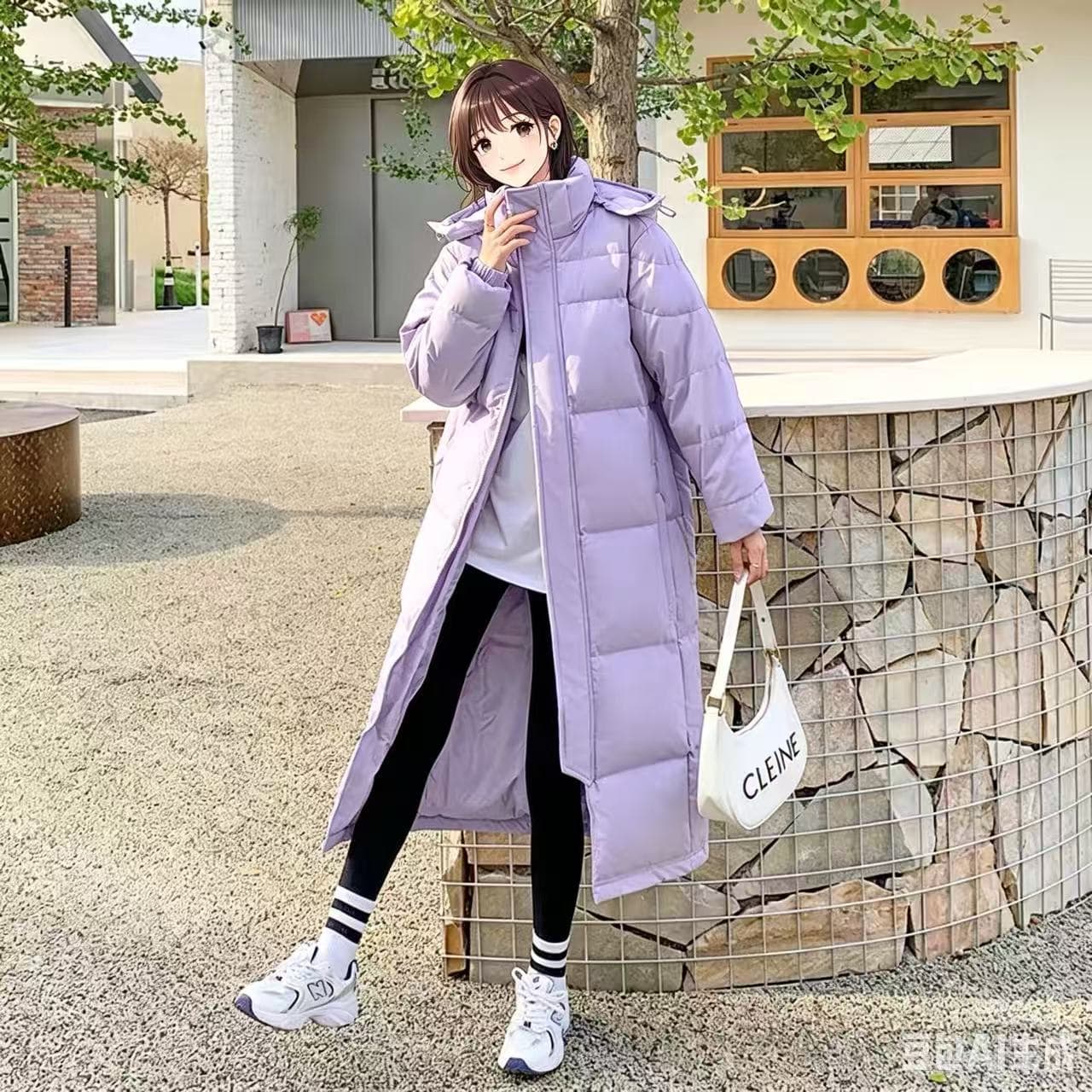 Zhongxi Upgraded Down Jacket Winter Long Thickened Over-the-Knee School Uniform Style Unisex Outdoor Water-Repellent Hooded