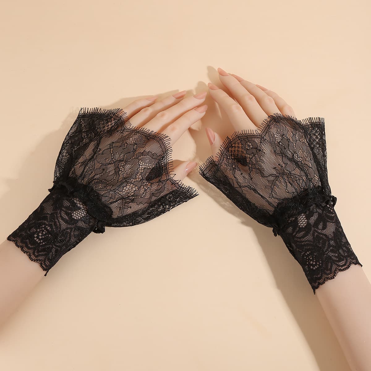 Amazon Hot Selling Lace Trim Arm Sleeves Accessories Elegant Chanel-Style 3D Lace Decoration Fake Cuffs