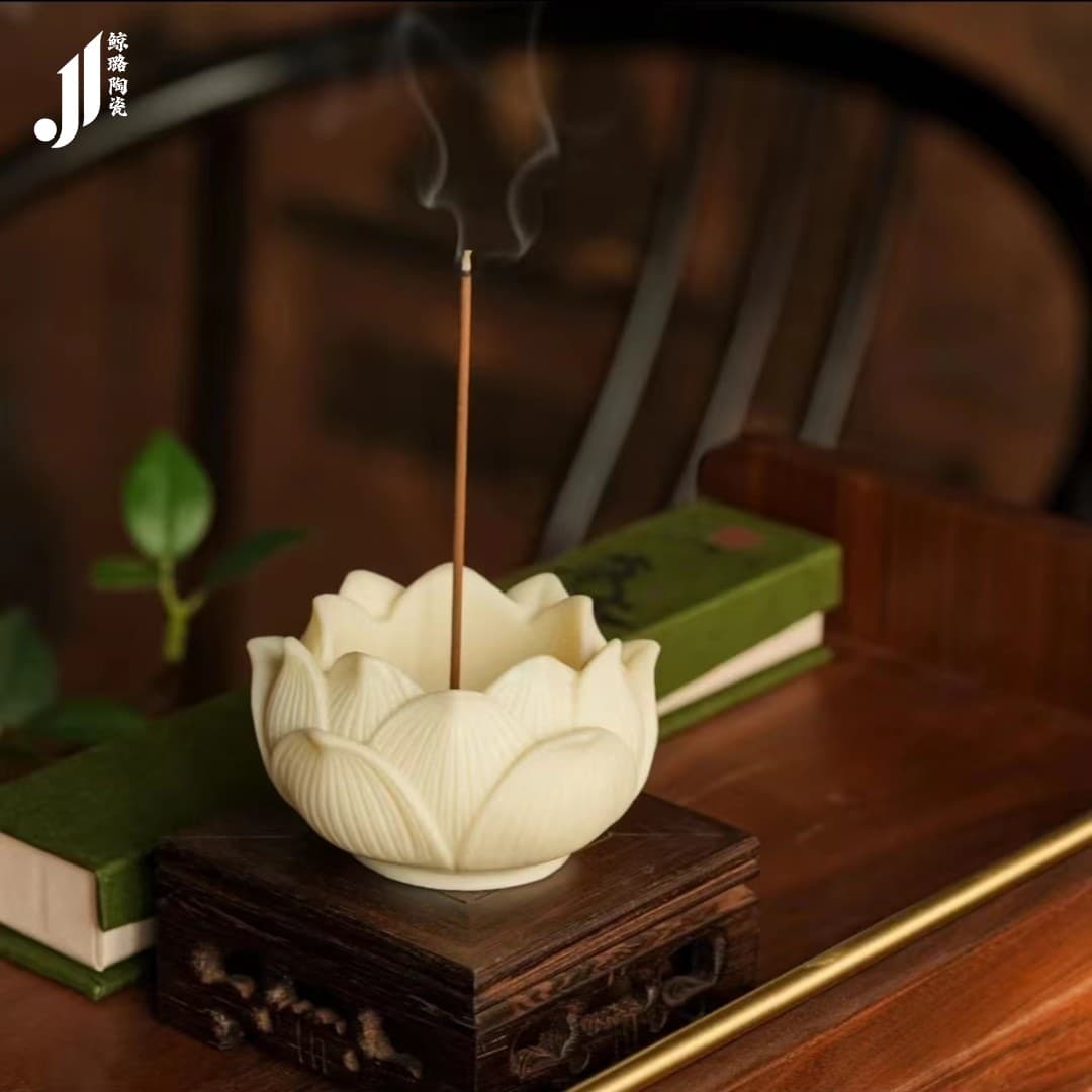 Lotus Incense Holder Decoration Tea Room Home Ornament Line Insert Ivory Fruit Lotus Tea Ceremony Incense Burner Home Miniature Incense Tool