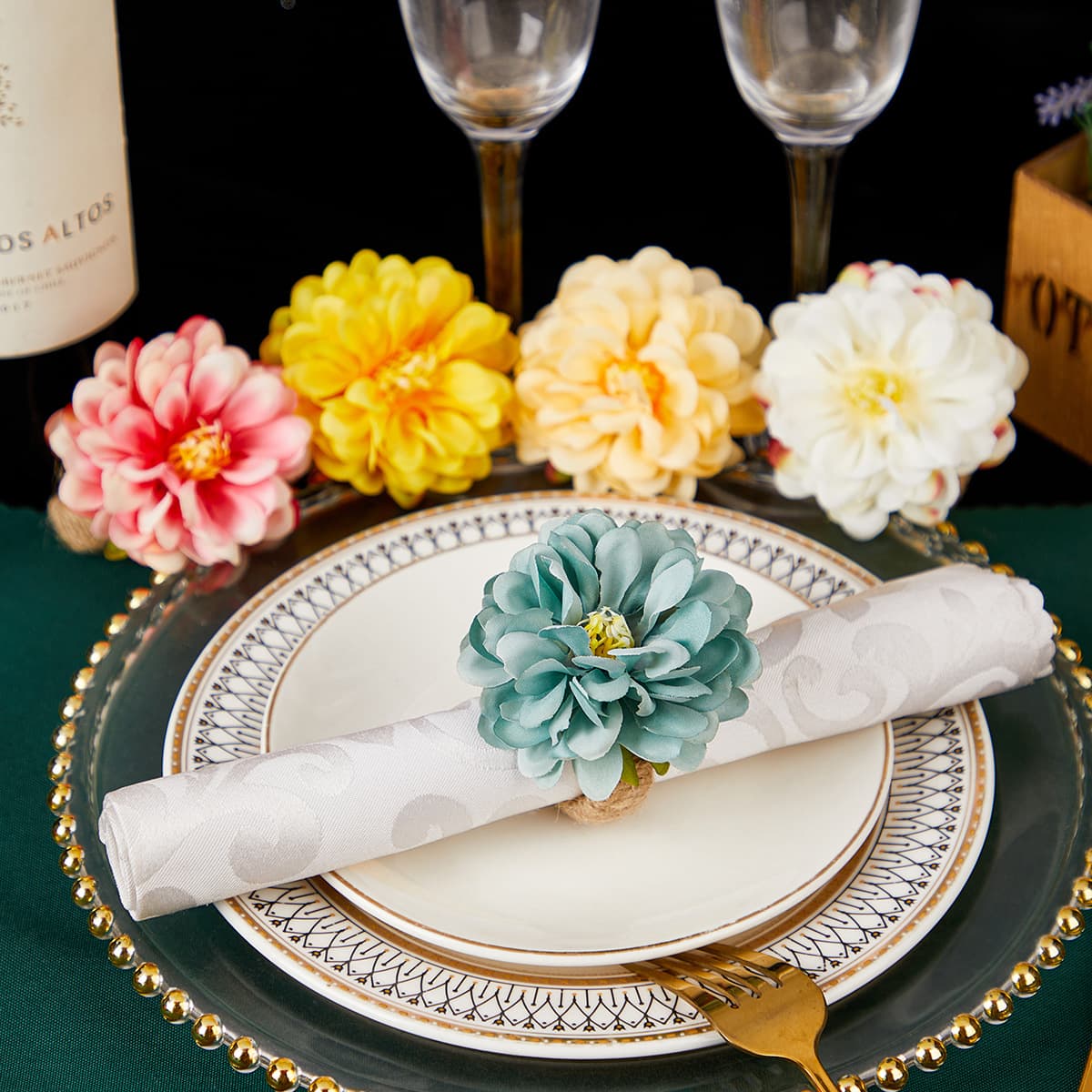 New artificial flower napkin ring, creative Western-style restaurant napkin ring, hot-selling handmade Mori-style napkin ring for export.