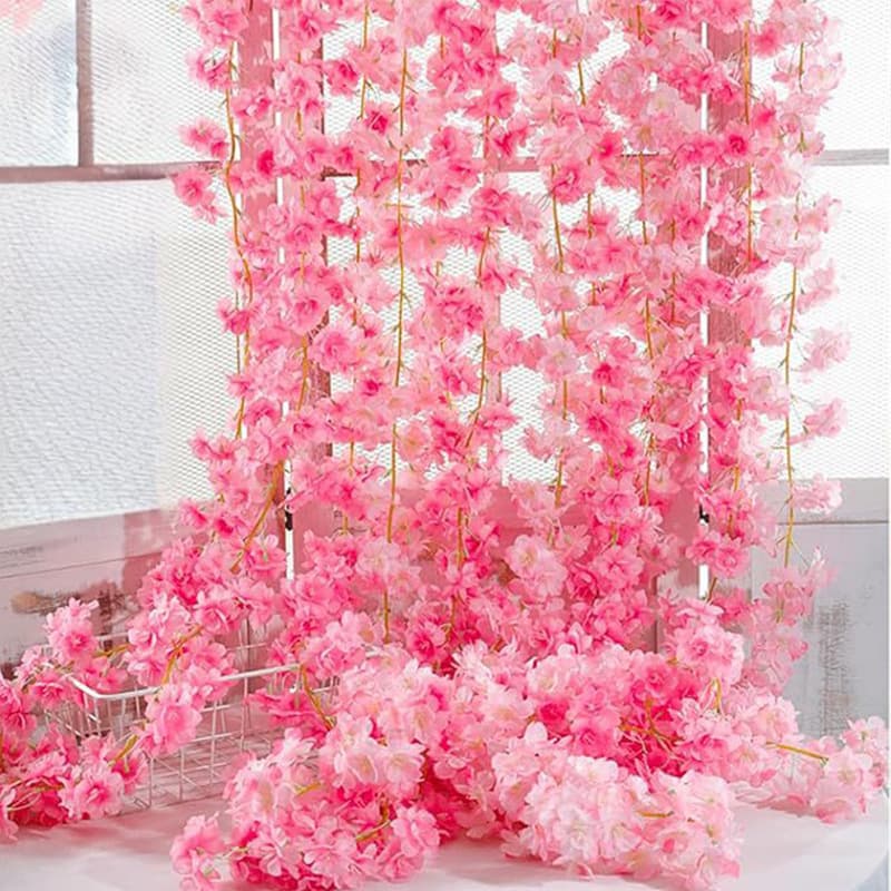 135 simulated cherry blossom rattan wall hanging fake flower rattan air conditioning duct indoor ceiling wedding decoration vines