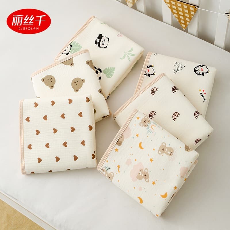 Pure Cotton Crepe Gauze Incontinence Pads 50x70cm, Waterproof Breathable Newborn Care Mats