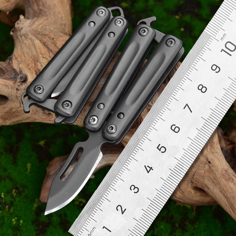 Mini Stainless Steel Butterfly Trainer Knife Keychain, Sharp Fruit Knife, Quick-Open Portable Box Cutter