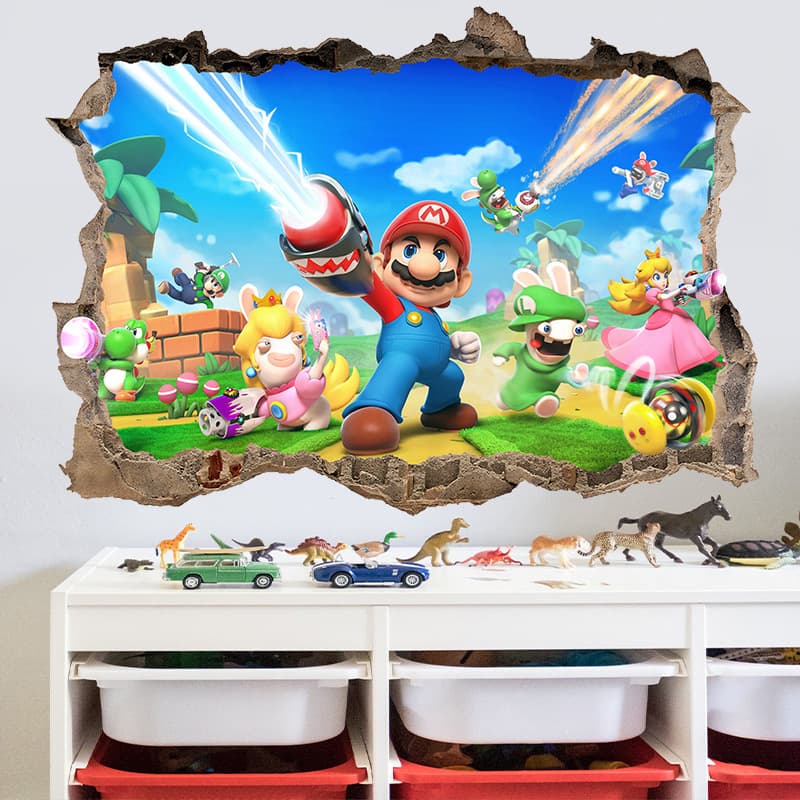 Cartoon Super Mario Mario Dormitory Living Room Bedroom Children's Room Kindergarten Decoration Wall Sticker Sticker Painting Self-Adhesive
