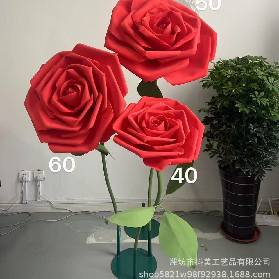 Eva Giant Rose Large Artificial Flower Wedding Props Aisle Guide Shopping Mall Decoration Store Event Display Decoration Flowers