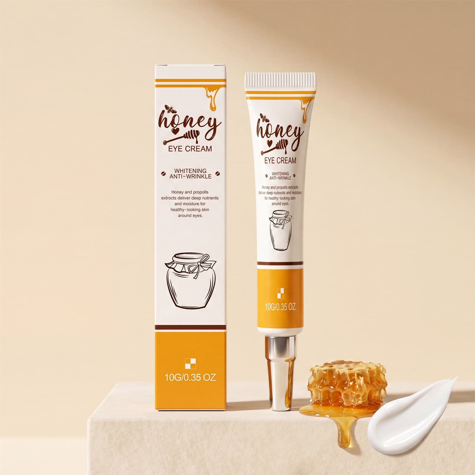 Eye Care Radiant Cream with Honey Essence for Even Skin Tone, Overnight Care, and Moisturizing Softness Around Eyes