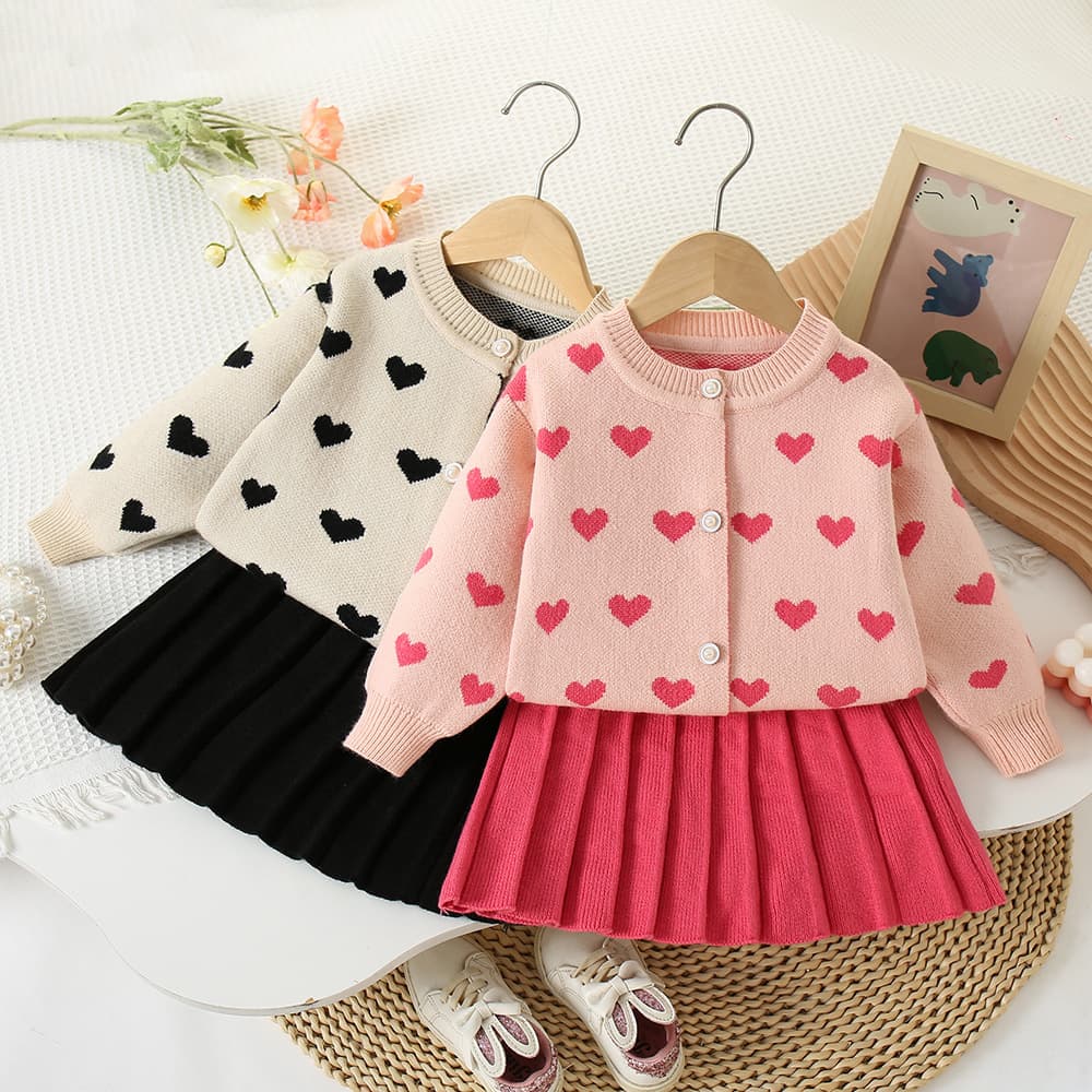 Children's Sweater Dress Set Small Knit Korean Version Trendy 2025 New Collection Autumn/Winter Fashionable Two-piece Girl's Top & Skirt