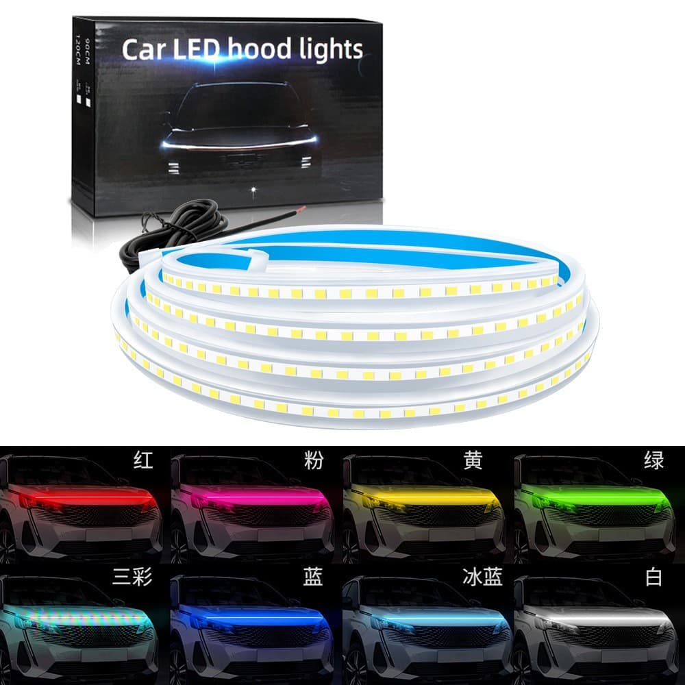 Car Start Scanning Dynamic Through-Type Daytime Running Light Hood Light Engine Cover Decoration Light Grille LED Modification Light