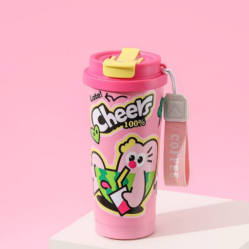 Dopamine 316 Stainless Steel Coffee Cup Cartoon Kids Insulated Mug High Appearance Female Portable Dual Drinking Cup