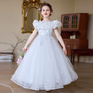 Girls Princess Dress Summer Formal Tulle Performance Stage Birthday Fashion Dress for Export Cross-border