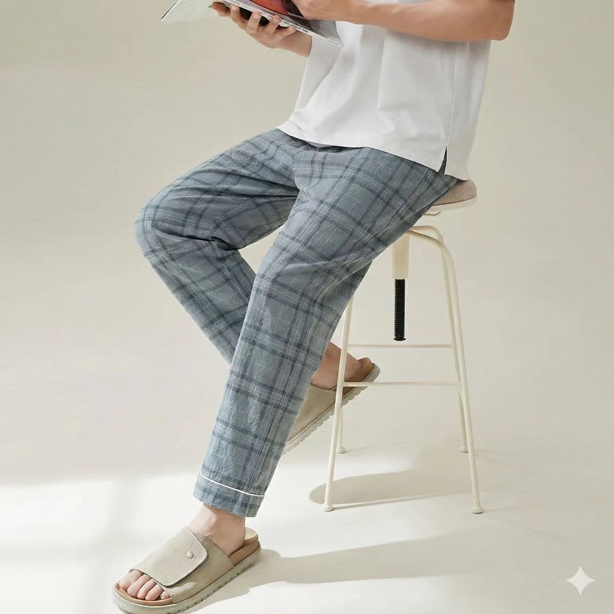 【Oversized】Cotton Casual Sleep Pants for Men, Long Lounge Pants, Thin Design for Relaxed Style