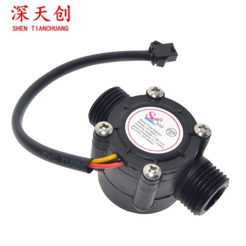 YF-S201 Water Flow Sensor with 1/2" G1/2 Interface for Water Heaters, Vending Machines, Water Dispensers, Hall Flow Meter