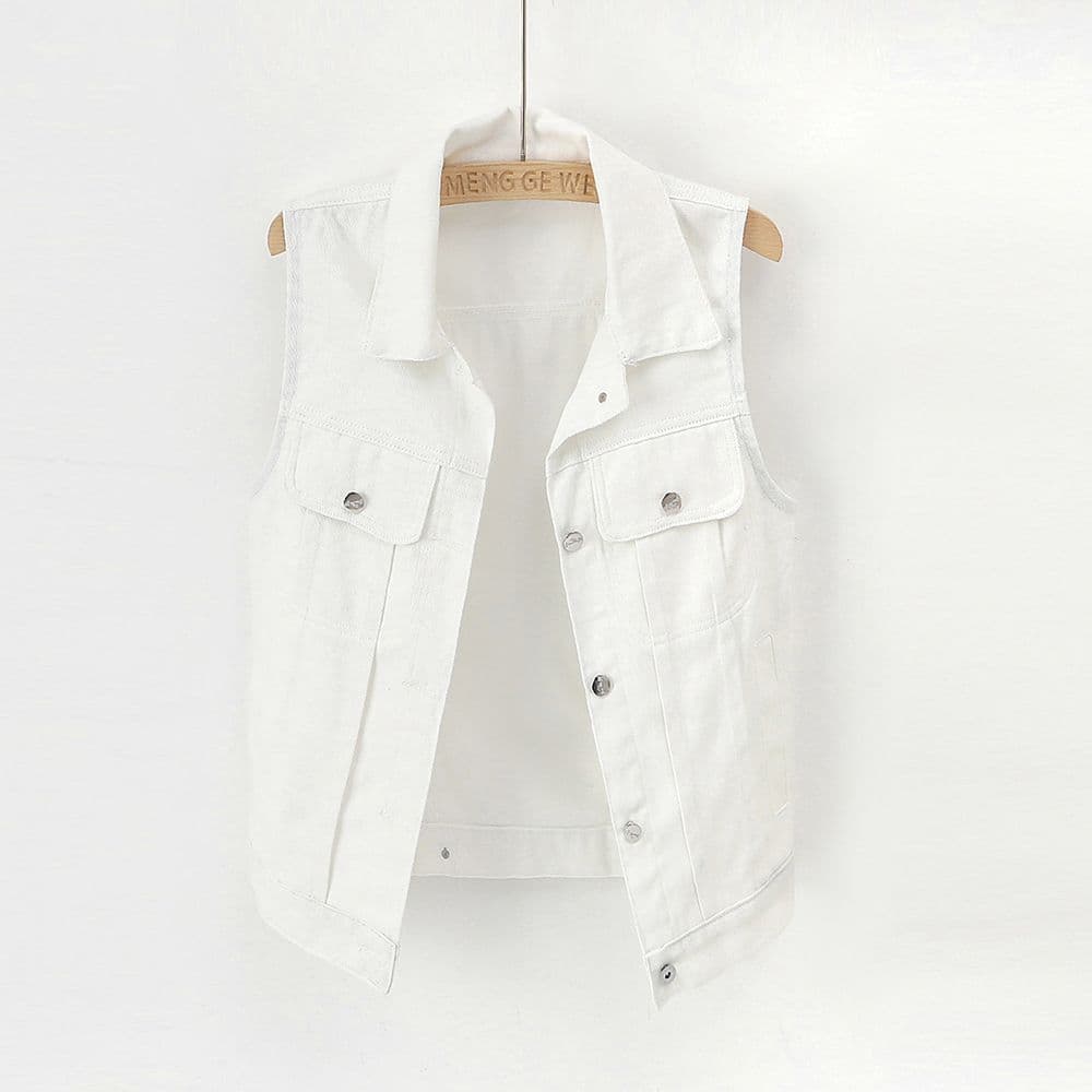 Denim Vest for Women Spring Autumn 2025 New Fashionable White Short Slim Fit Versatile Casual Top
