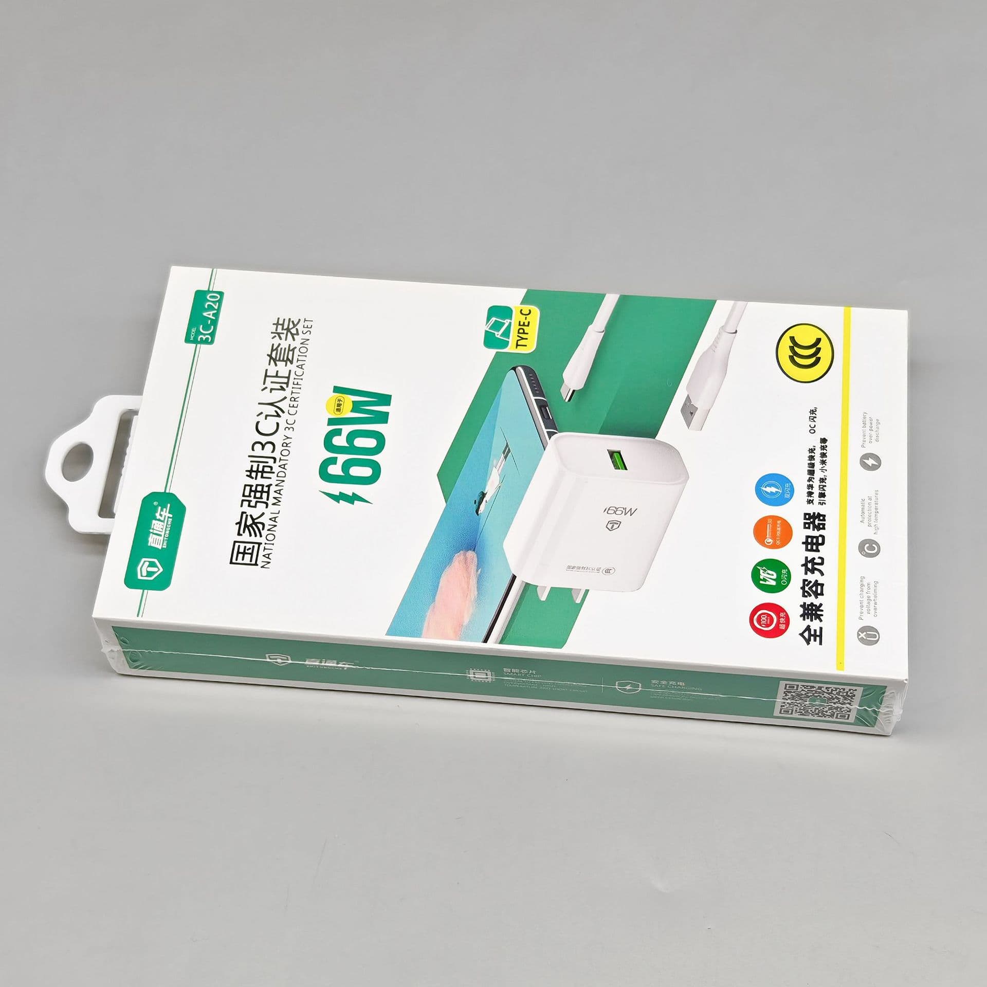3C Certified 66W Super Fast Charger Compatible with Android, Apple, Xiaomi, Huawei Quick Charge Universal Charging Head