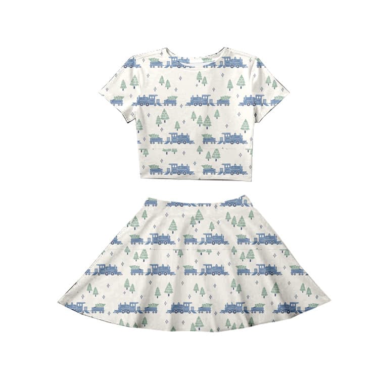 Cross-border wholesale custom summer girls' two-piece set with digital printing technology