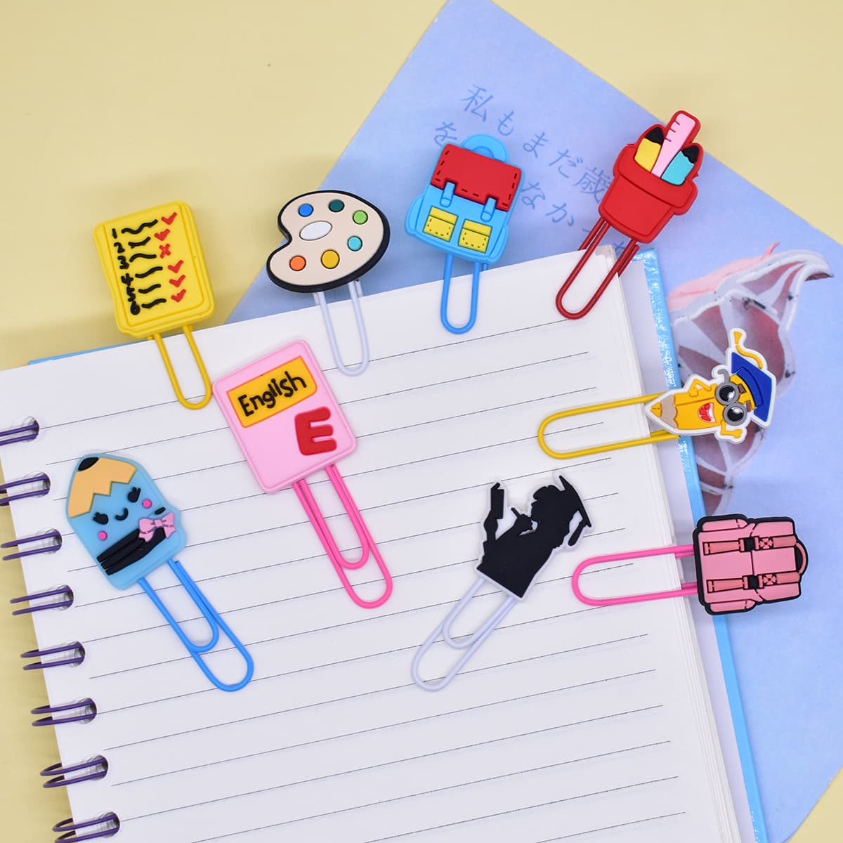 School cute large paper clip office supplies storage folder back to school season cartoon creative bookmark color paper clip