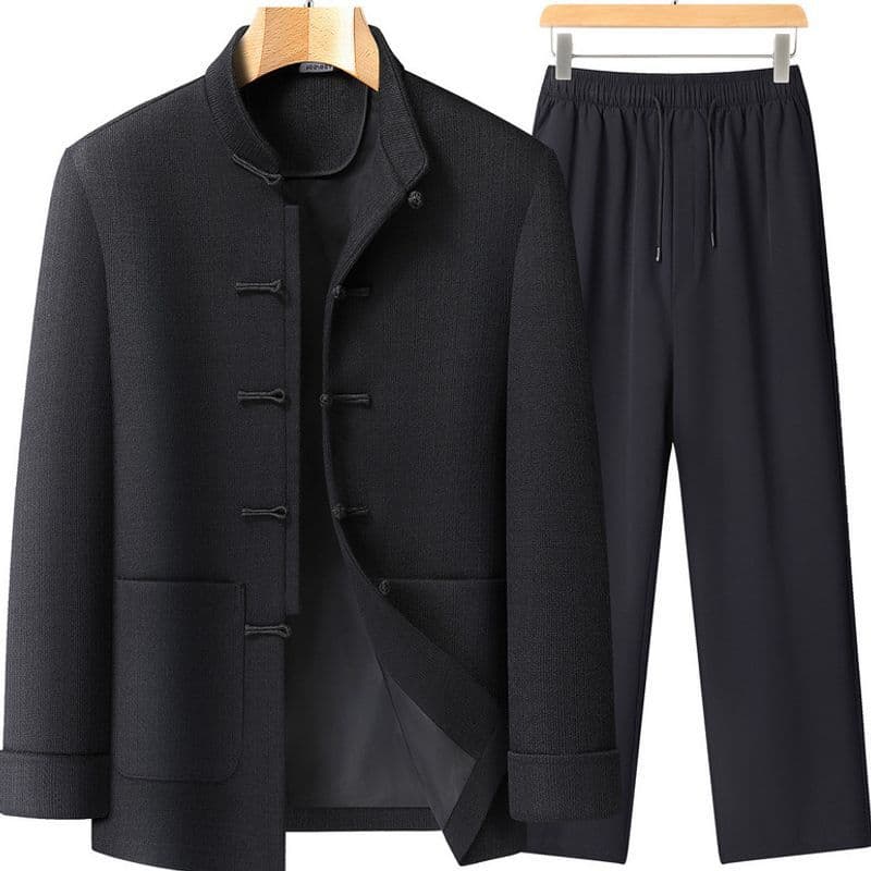 Middle-Aged and Elderly Tang Suit Men 2025 New Spring and Autumn Jacket Chinese Style Dad's Zhongshan Suit Elderly Hanfu Set