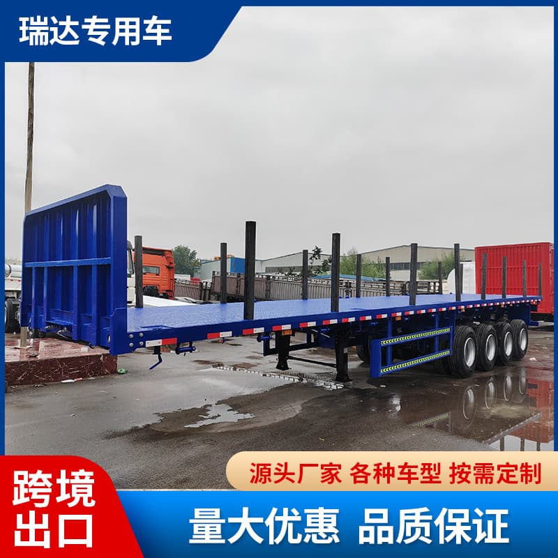 Export Libya 40ft container flatbed semi-trailer, heavy semi-trailer container transport vehicle, flatbed semi-trailer
