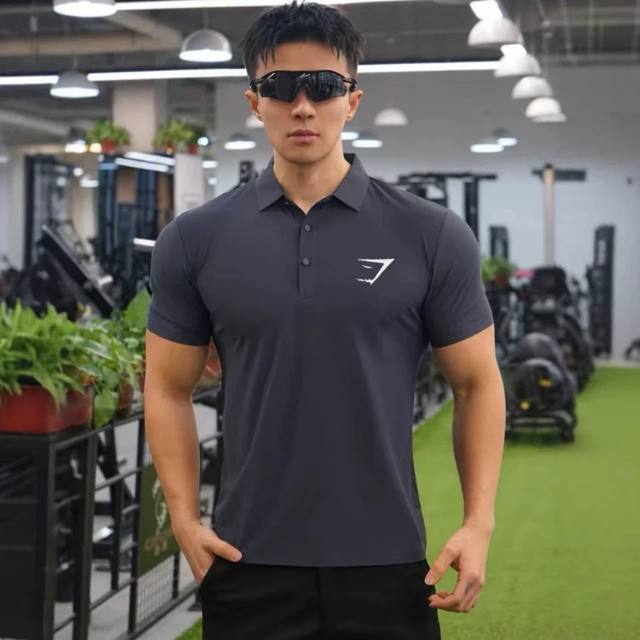GYMSHRK American Style New Summer Men's Fitted T-Shirt for Runners, Sports Fitness, Running Training, Quick-Dry Short Sleeve